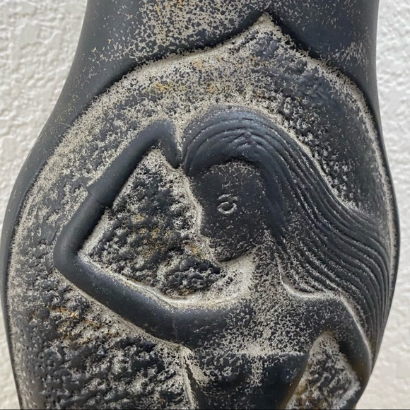 Unique Black Pottery 14” Vase depicts Sexy Lady Ceramic Vase